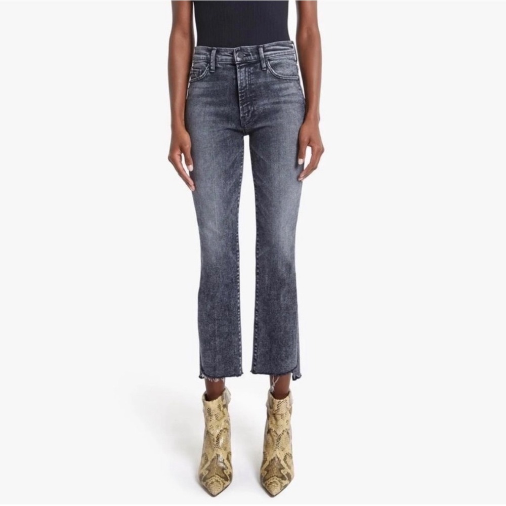 Mother The‎ Insider Crop Step Fray Jeans Train Stops Black  Size 27